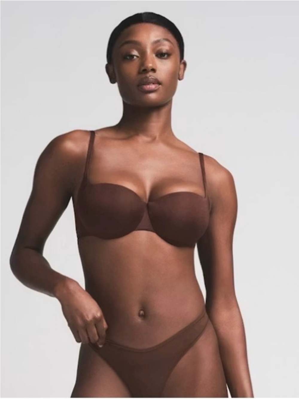 SKIMS Balconette Push-Up Bra - Chocolate Brown - Picture 2 of 5